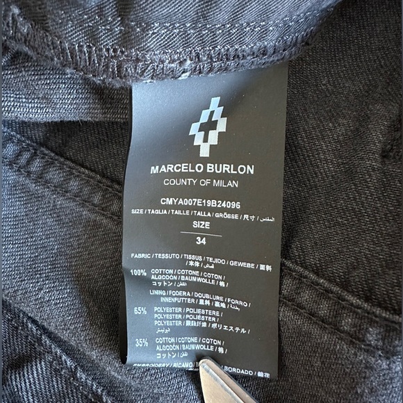 NWOT Marcelo Burlon Black Denim | US 34 Waist - Picture 4 of 7
